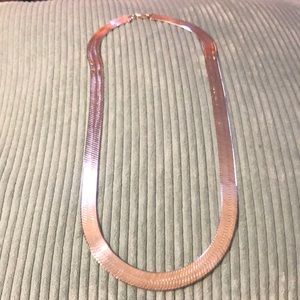 24” Long Sterling Silver Herringbone Necklace